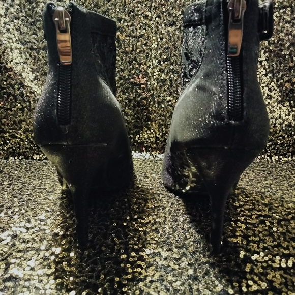 Black Sparkle Lace Ankle Boots - Picture 4 of 5